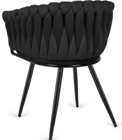 Krzesło plecione Lugano fotel TRECCIA BLACK VELVET SMOKE