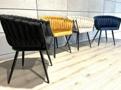 Krzesło plecione Lugano fotel TRECCIA BLACK VELVET SMOKE