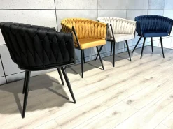 Krzesło plecione Lugano fotel TRECCIA BLACK VELVET SMOKE