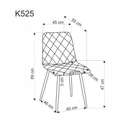 Krzesło tapicerowane K525 VELVET czarne