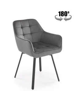Krzesło tapicerowane K588 VELVET szare obracane