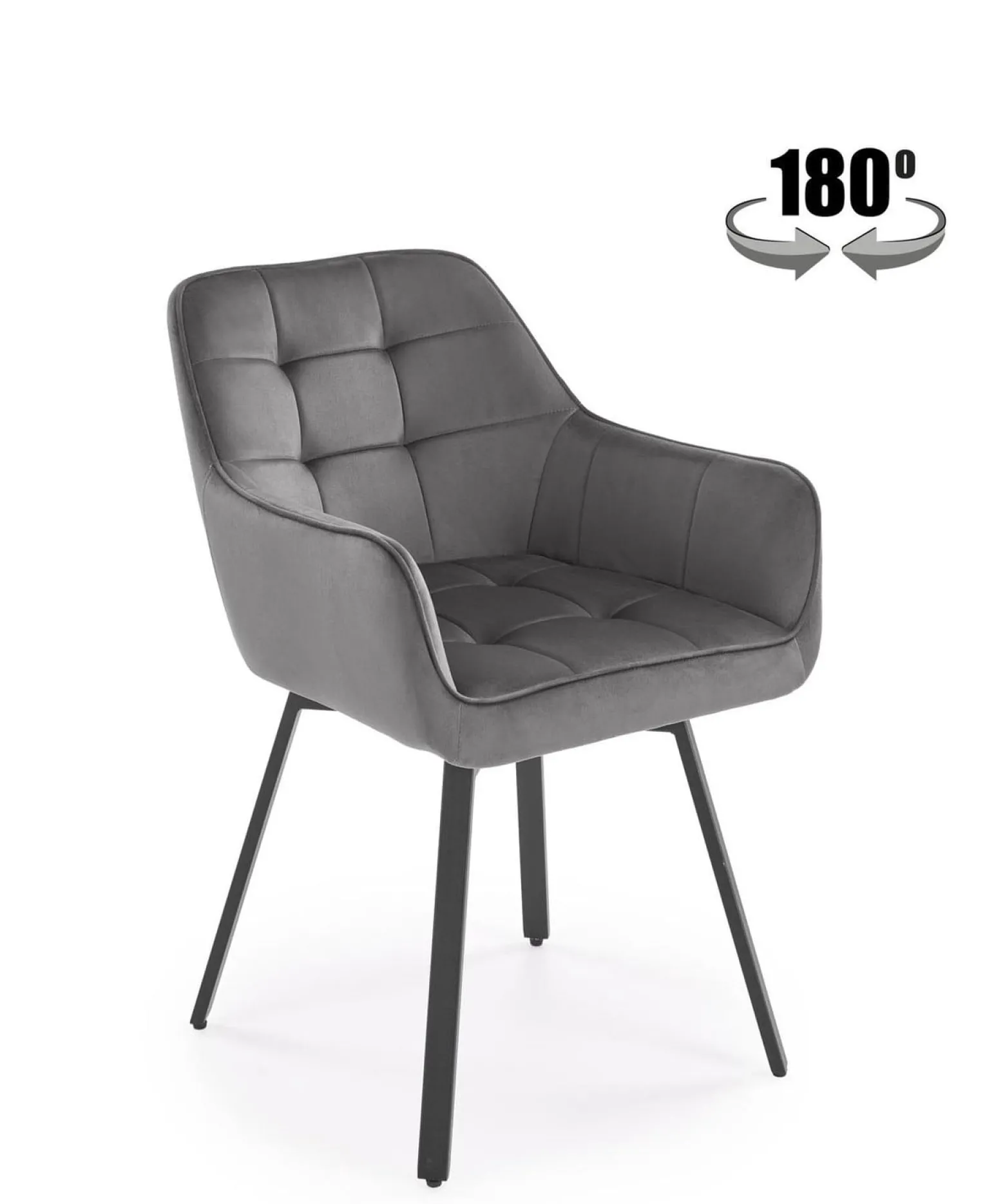 Krzesło tapicerowane K588 VELVET szare obracane