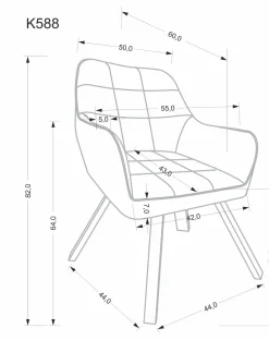 Krzesło tapicerowane K588 VELVET szare obracane