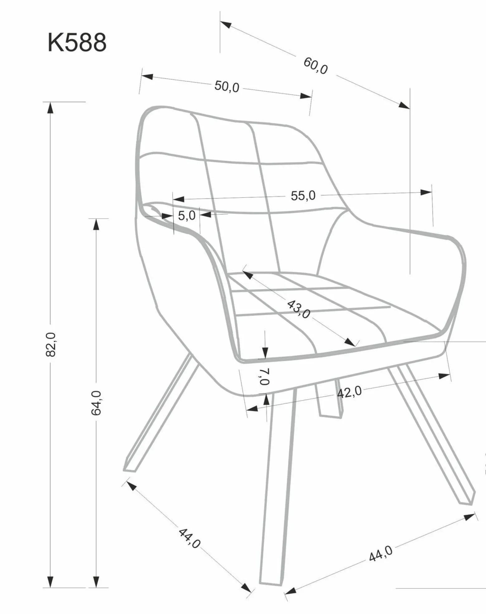 Krzesło tapicerowane K588 VELVET szare obracane