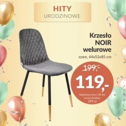 Krzesło welurowe NOIR szare