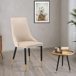 Krzesło welurowe tapicerowane Vermont Velvet beżowe