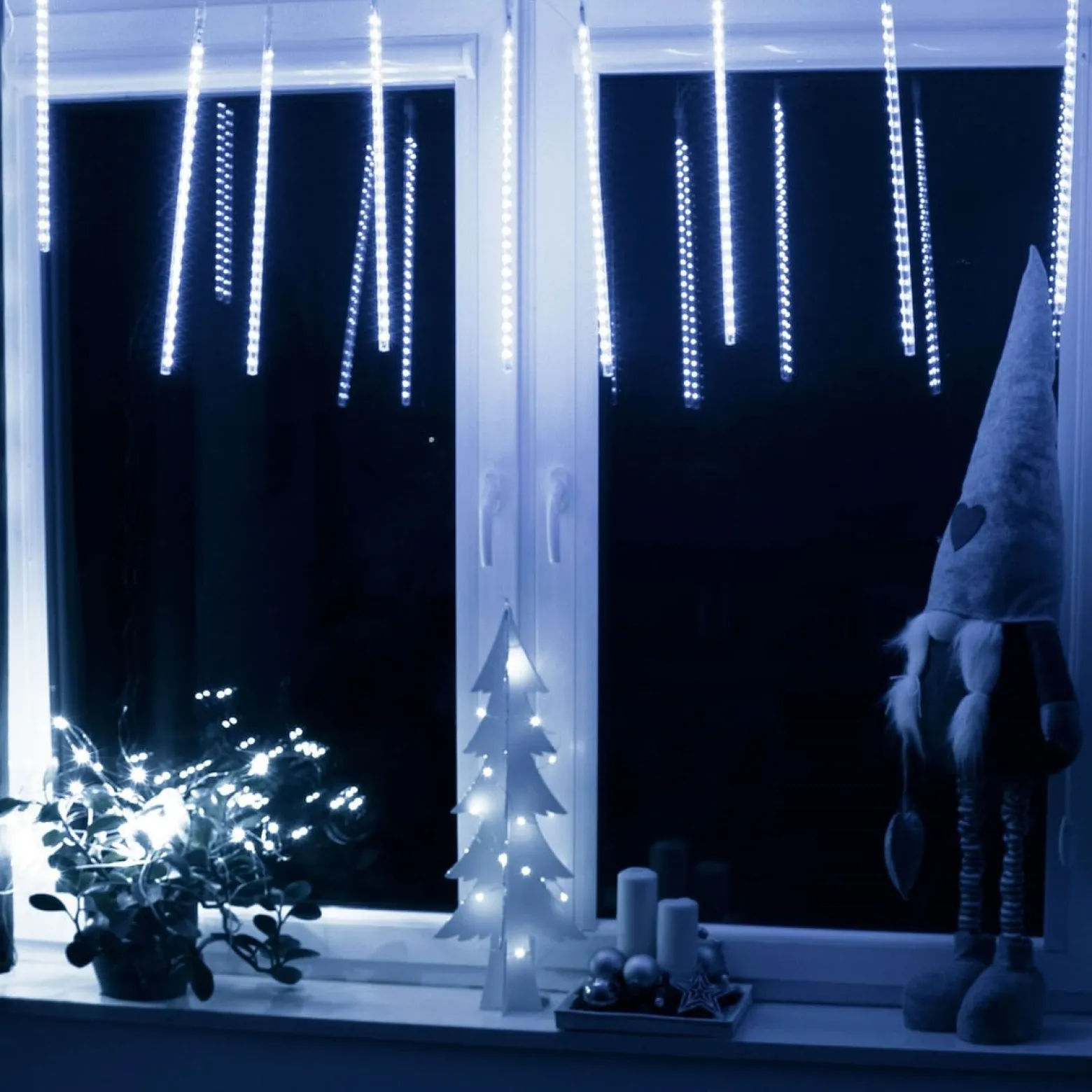 Kurtyna 288 LED meteory lampki zewnętrzne IP44 biały zimny