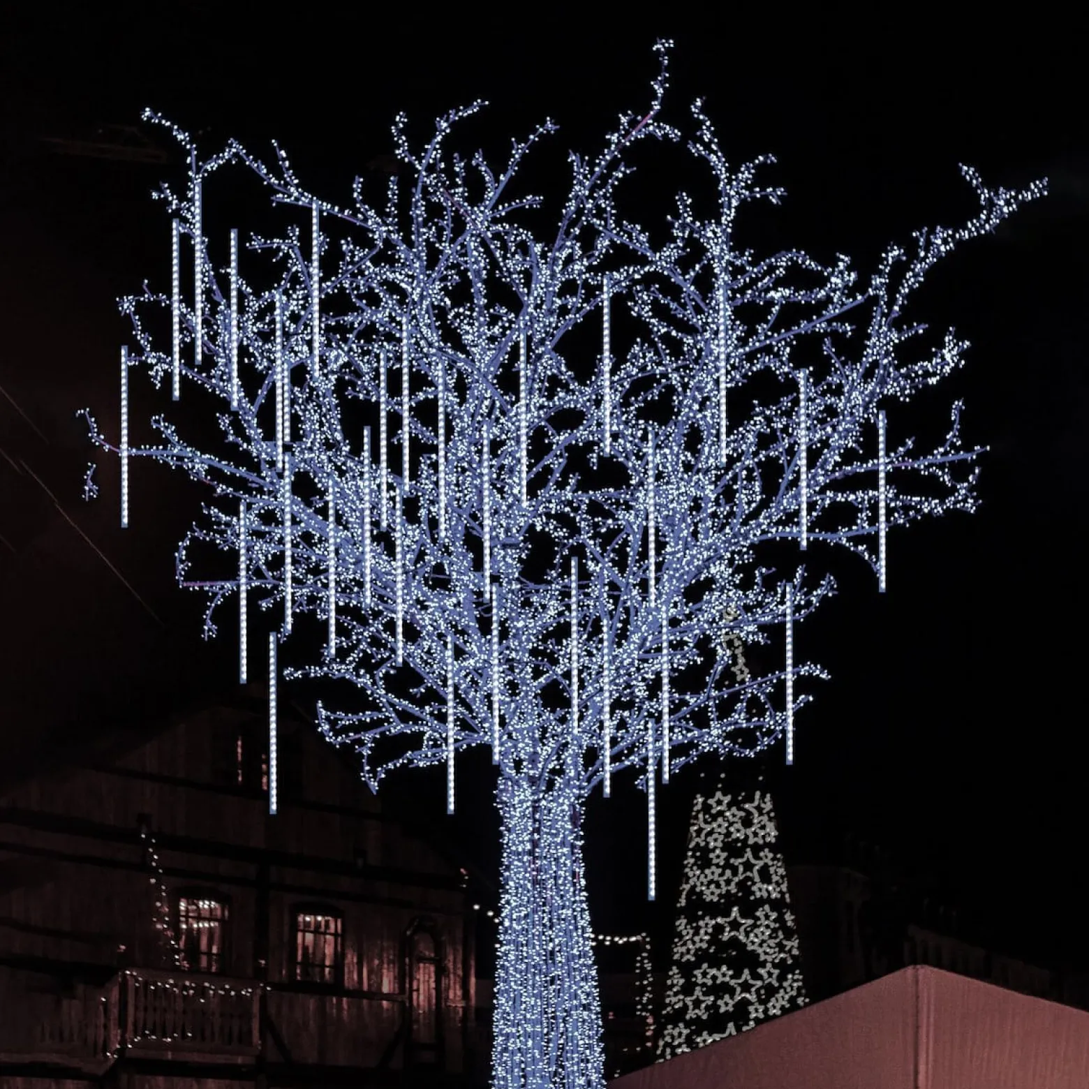 Kurtyna 288 LED meteory lampki zewnętrzne IP44 biały zimny