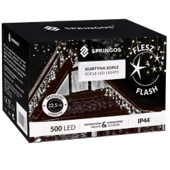 Kurtyna świetlna 500 led girlanda lampki zew. biały zimny