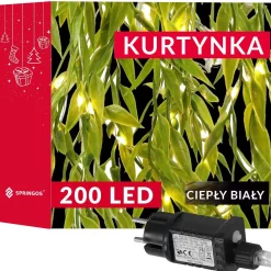 Kurtyna świetlna led sztuczne liście ruskus na ścianę