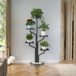 Kwietnik, Regał, Stojak Na Kwiaty Metalowy Okrągły Na Kółkach 130Х40Cm