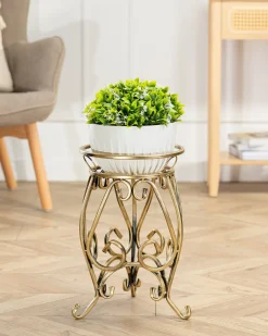 Kwietnik Fiorina złoty 44,5 cm metalowy stojak na kwiaty rustykalny salon