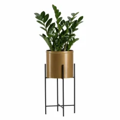 Kwietnik metalowy z osłonką na kwiaty 55 cm czarno złoty