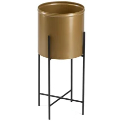 Kwietnik metalowy z osłonką na kwiaty 55 cm czarno złoty