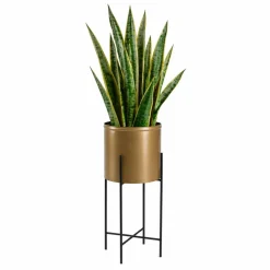 Kwietnik metalowy z osłonką na kwiaty 55 cm czarno złoty