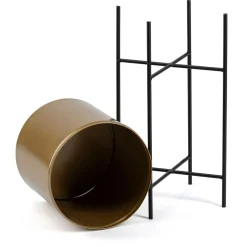 Kwietnik metalowy z osłonką na kwiaty 55 cm czarno złoty