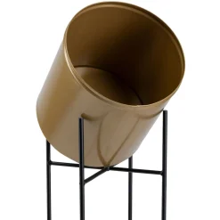 Kwietnik metalowy z osłonką na kwiaty 55 cm czarno złoty