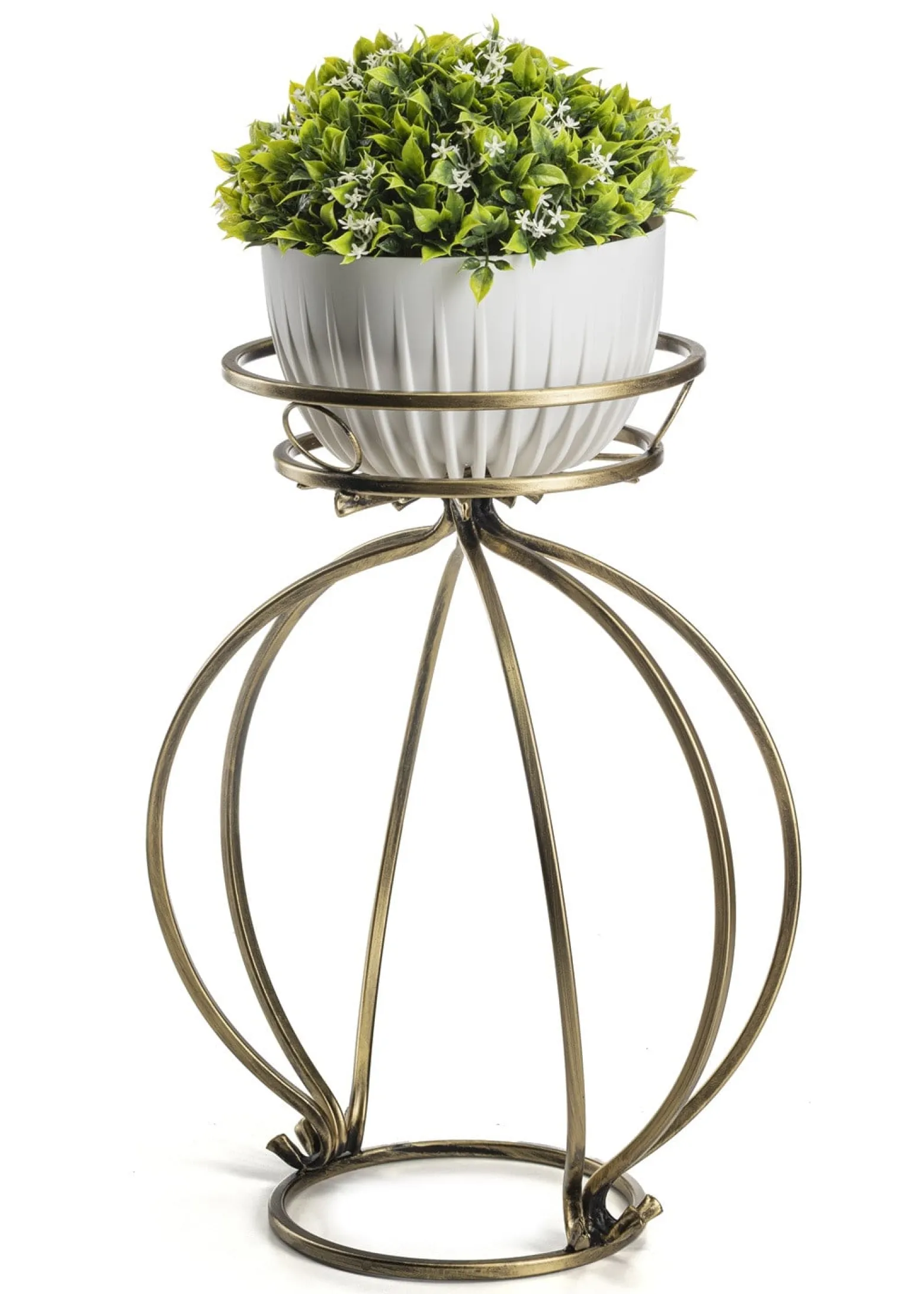 Kwietnik Metalowy Złoty Virella 38x54 cm Do Wnętrz