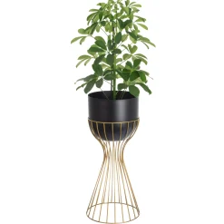 Kwietnik z osłonką stojący metalowy złoto czarny 46cm