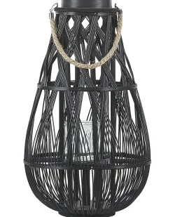 Lampion dekoracyjny bambusowy 56 cm czarny