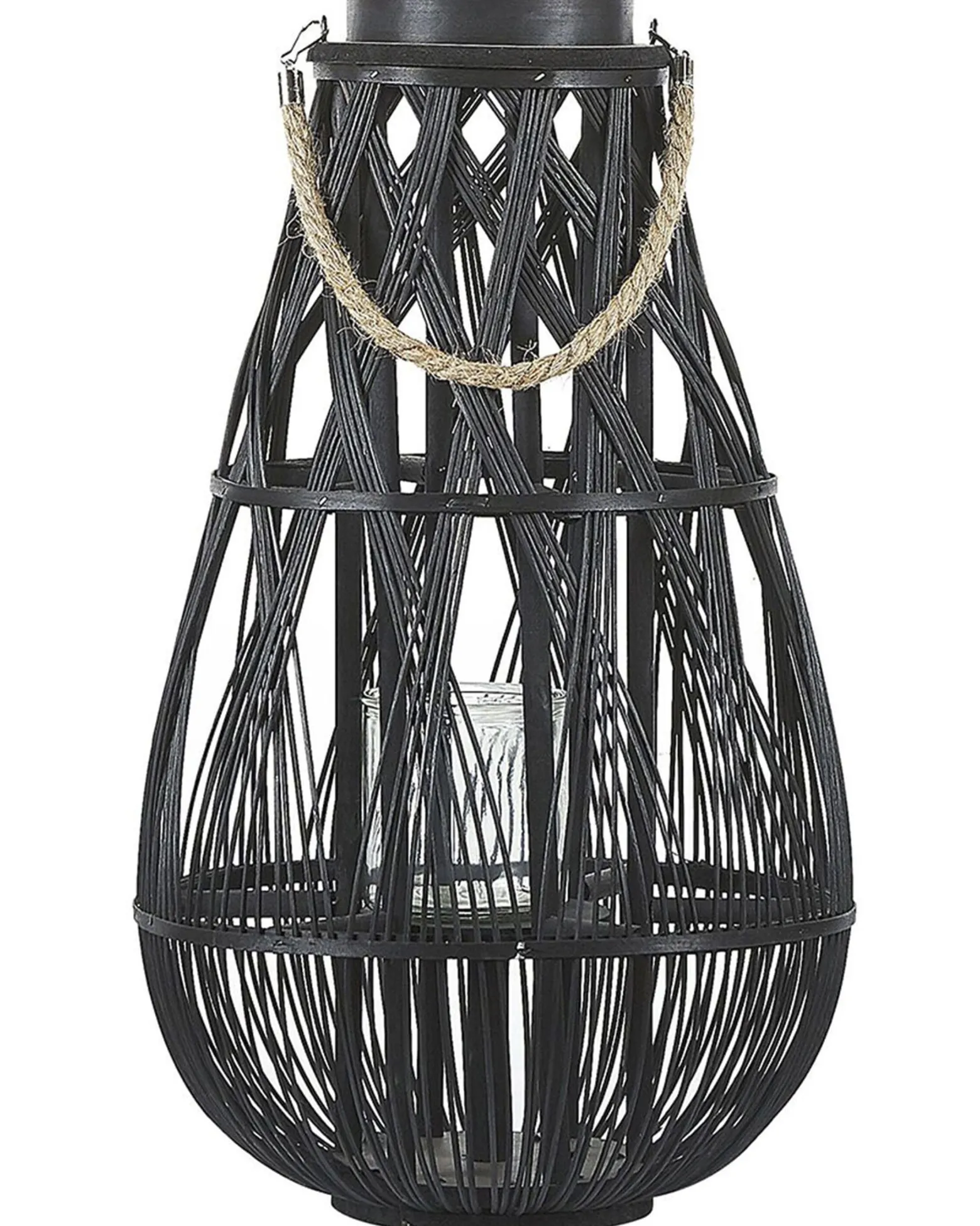 Lampion dekoracyjny bambusowy 56 cm czarny