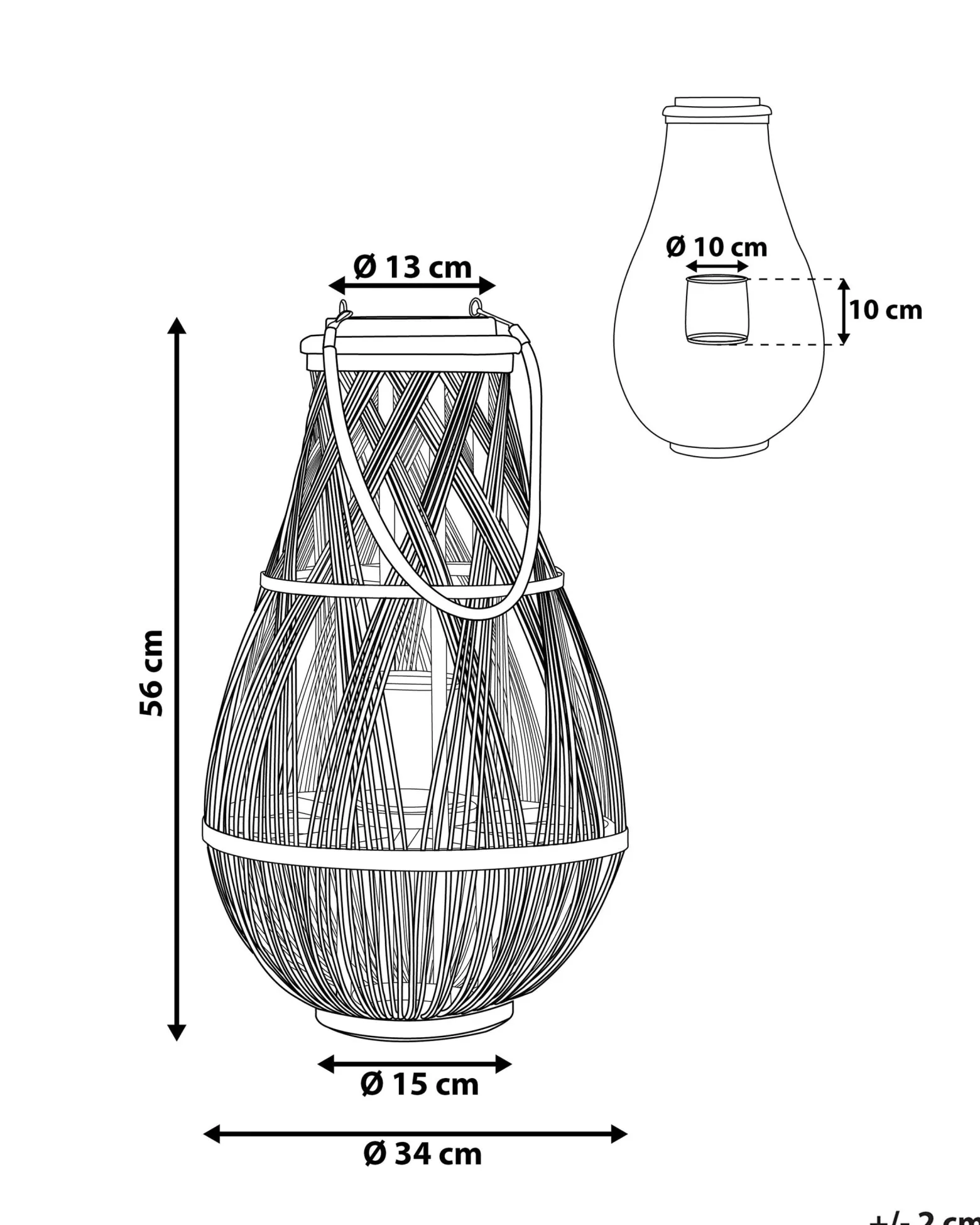 Lampion dekoracyjny bambusowy 56 cm czarny