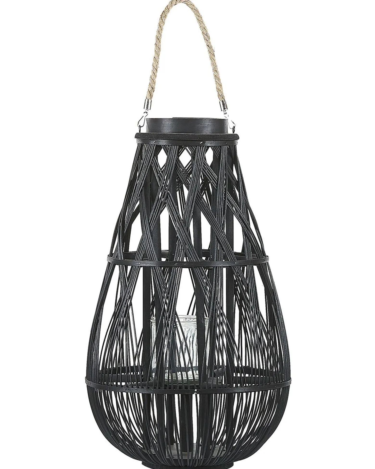 Lampion dekoracyjny bambusowy 56 cm czarny