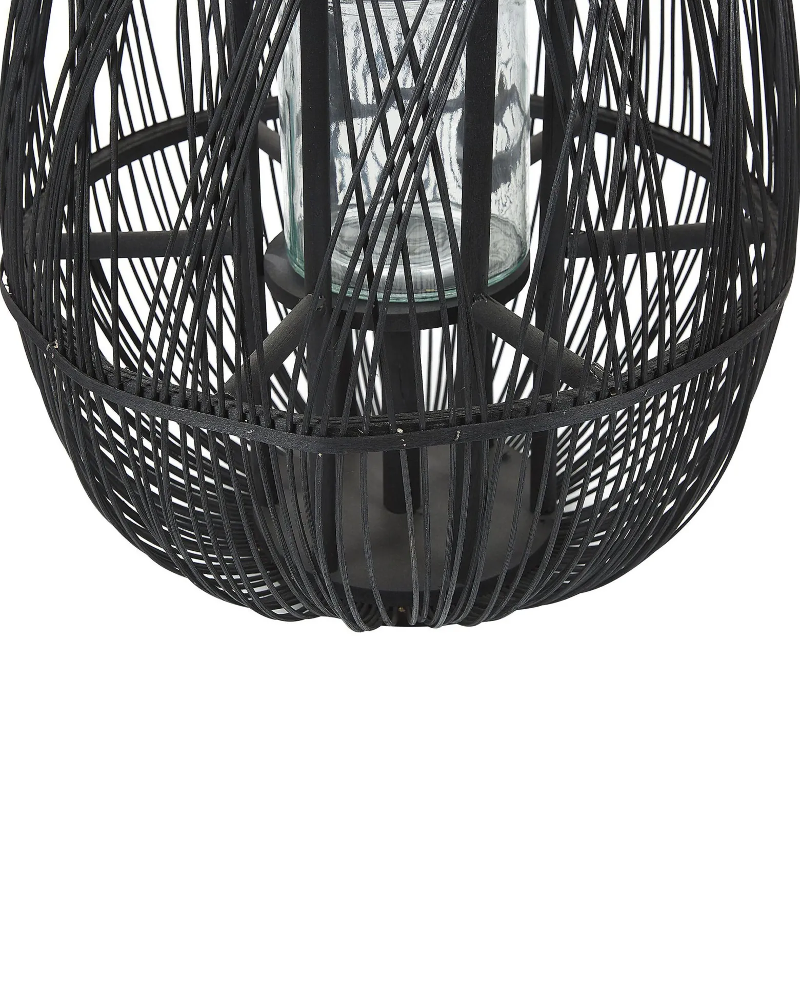 Lampion dekoracyjny bambusowy 56 cm czarny