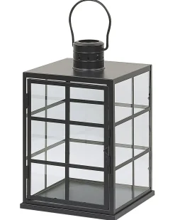 Lampion świecznik metal szkło czarny