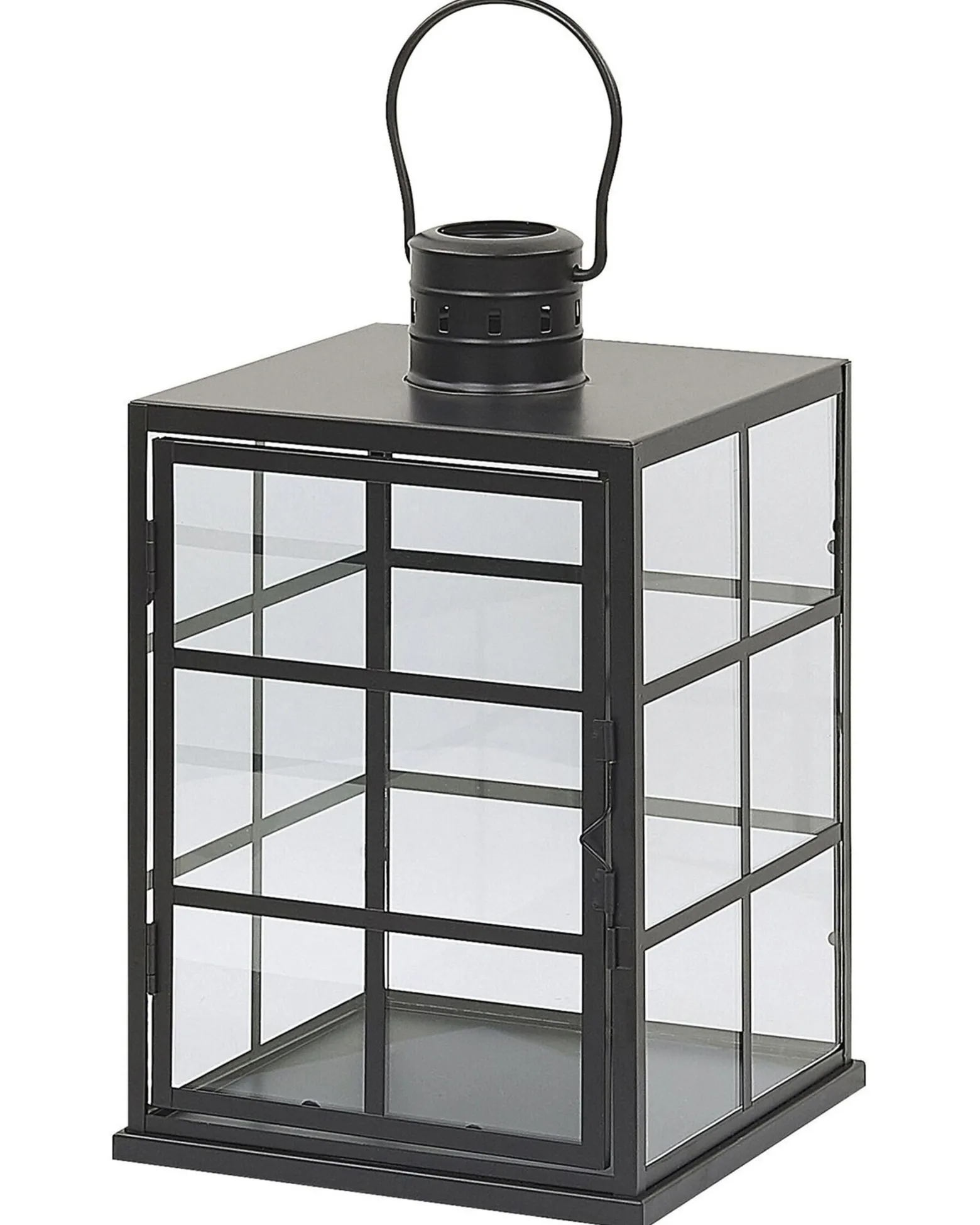 Lampion świecznik metal szkło czarny