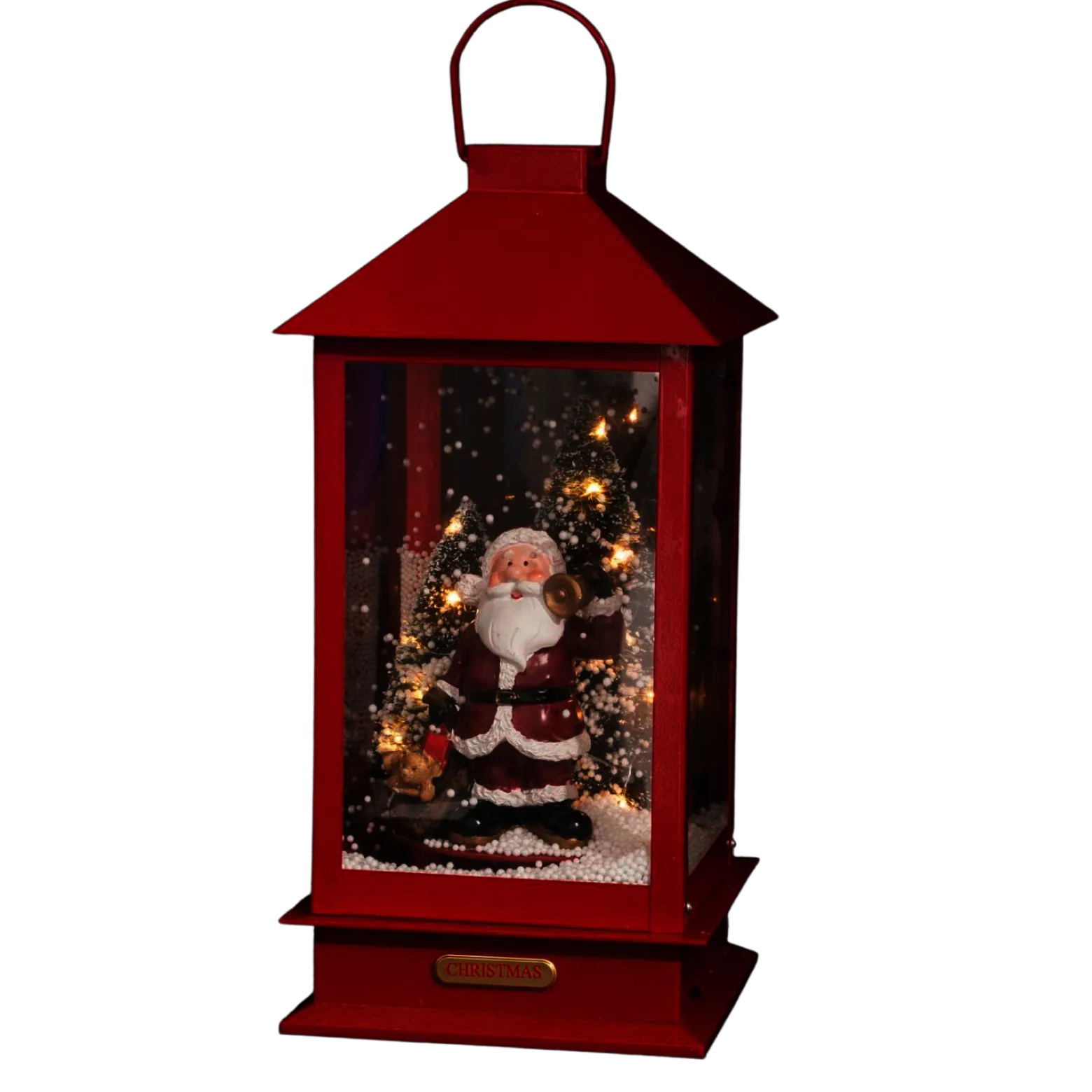 Lampion z Mikołajem, podświetlenie LED, ruchoma, 38 cm