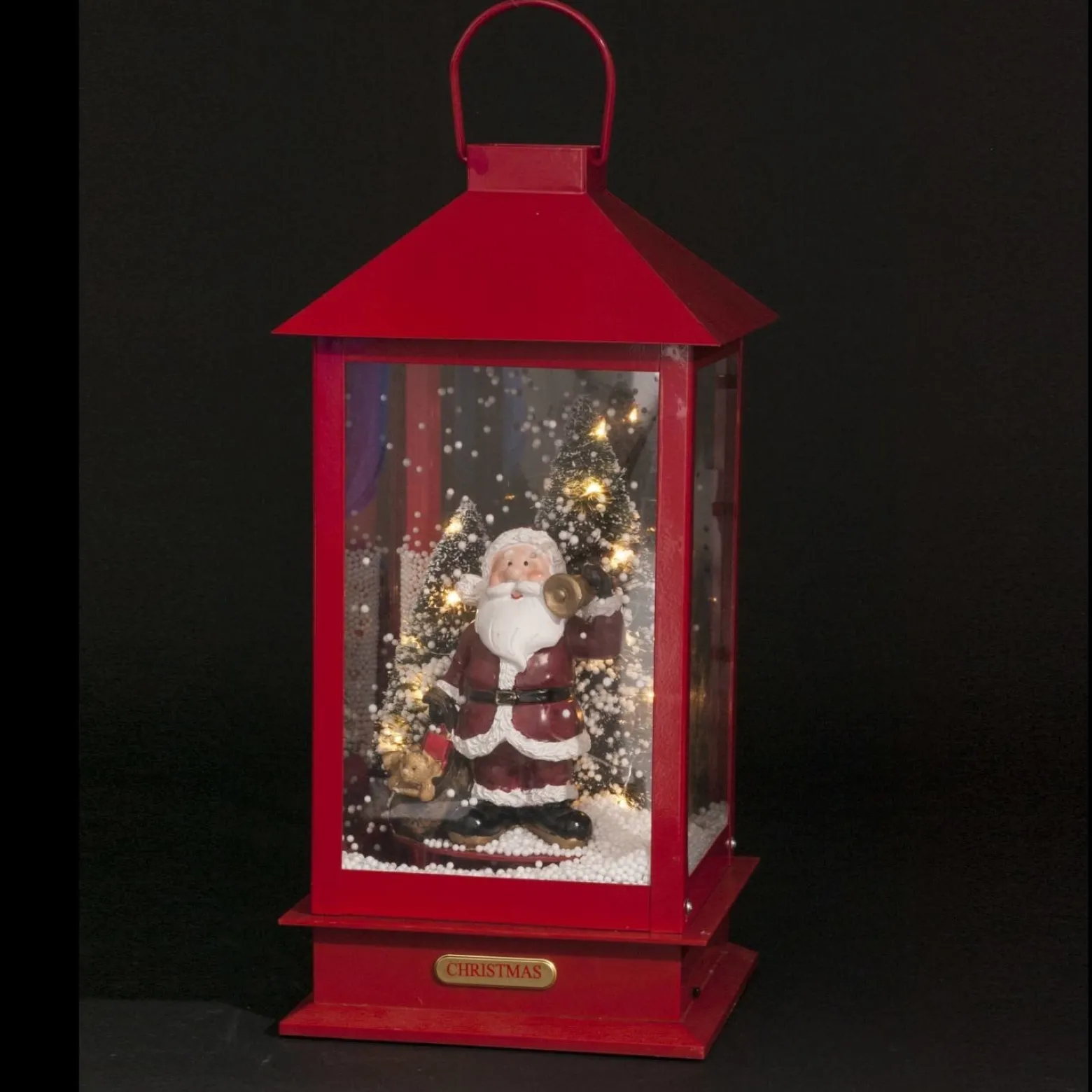 Lampion z Mikołajem, podświetlenie LED, ruchoma, 38 cm
