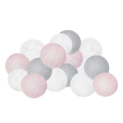 Lampki dekoracyjne cotton balls 10 LED 10 kul różowe szare