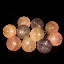 Lampki dekoracyjne cotton balls 10 LED 10 kul różowe szare