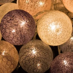 Lampki dekoracyjne cotton balls 10 LED 10 kul różowe szare