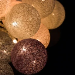 Lampki dekoracyjne cotton balls 10 LED 10 kul różowe szare