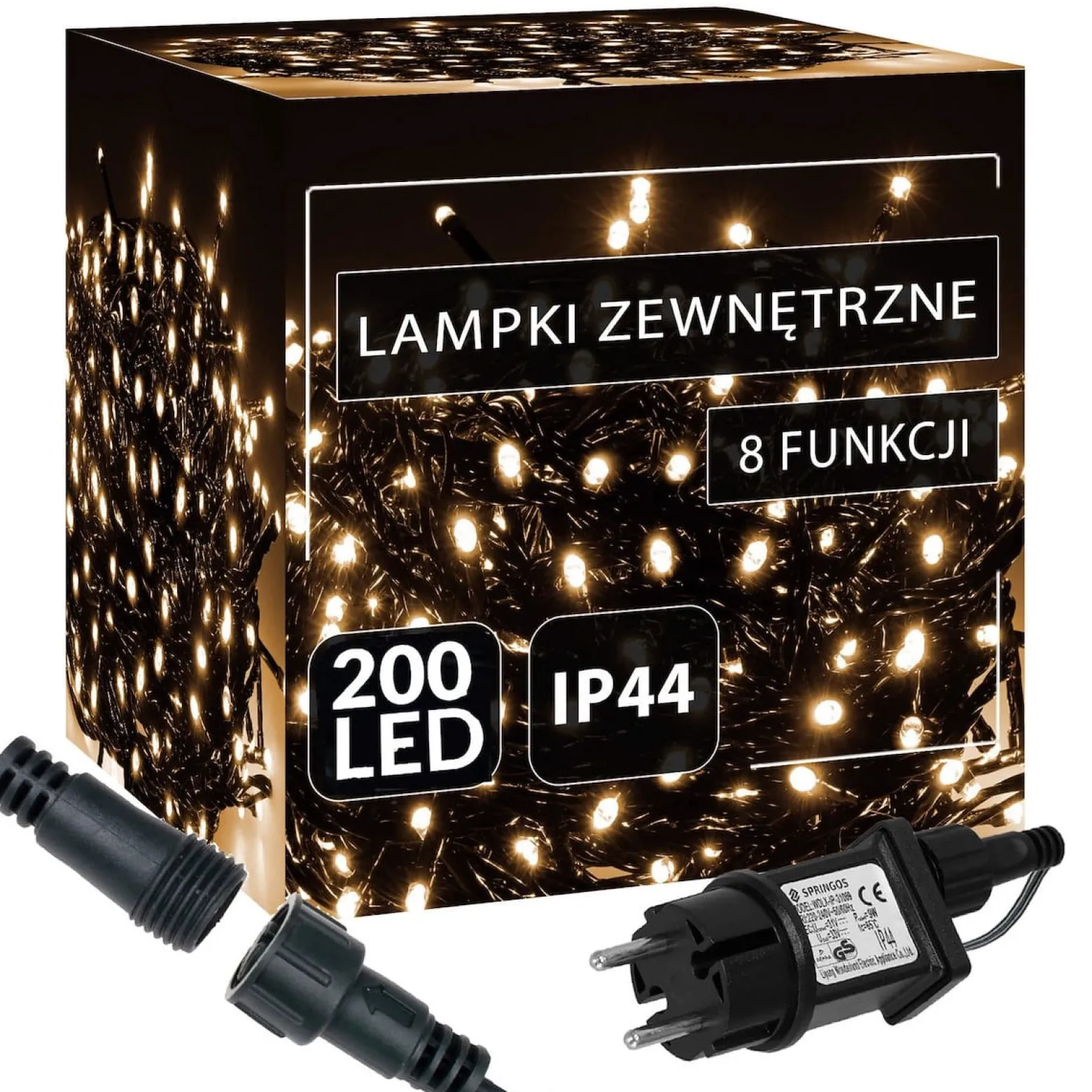 Lampki choinkowe 200 LED 12,5 m biały ciepły zewnętrzne