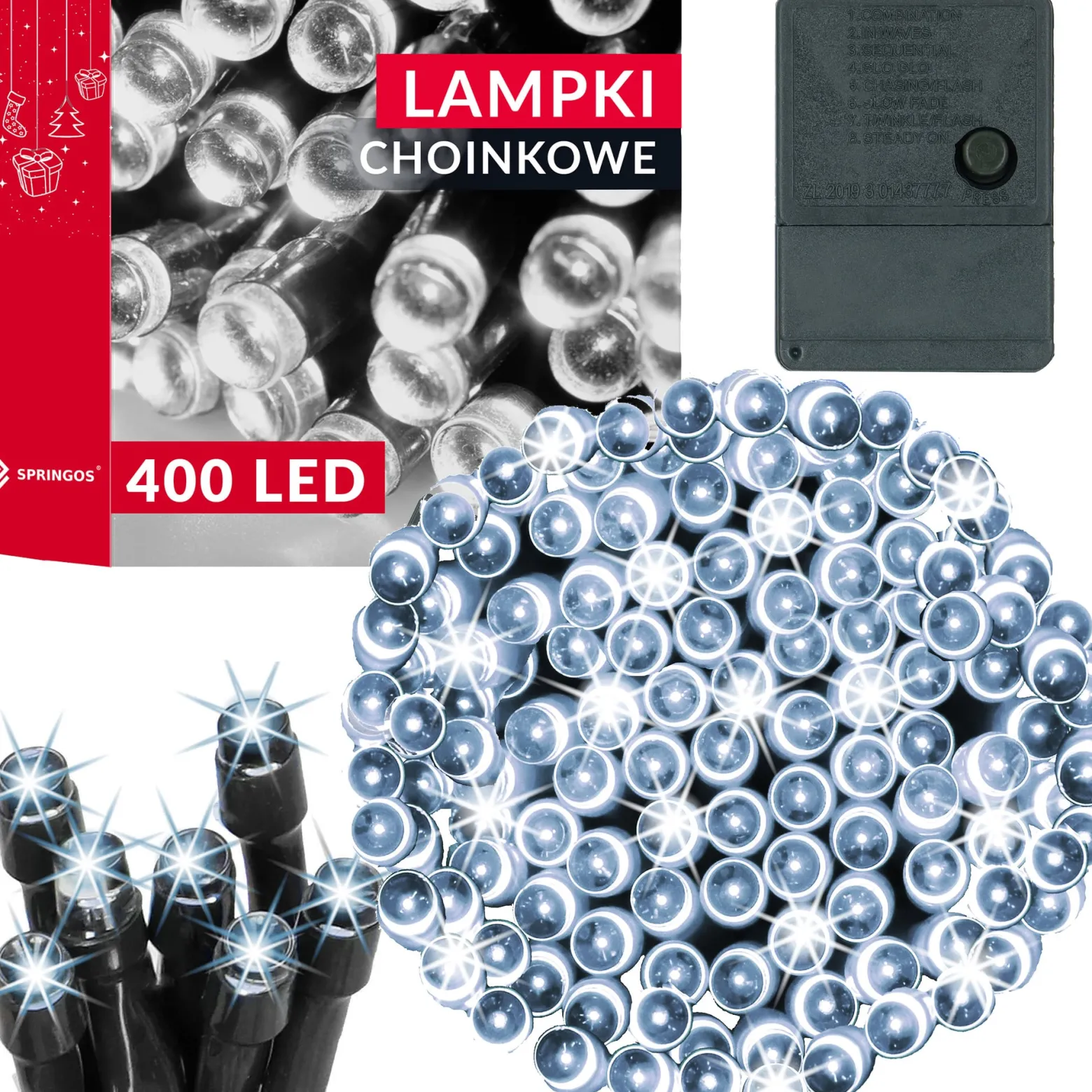 Lampki świąteczne 400 led biały zimny 27,5 m IP20