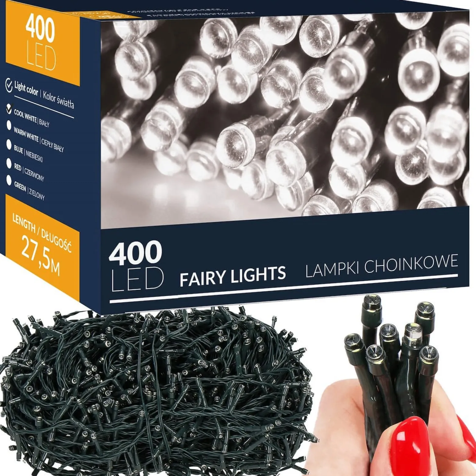 Lampki świąteczne 400 led biały zimny 27,5 m IP20