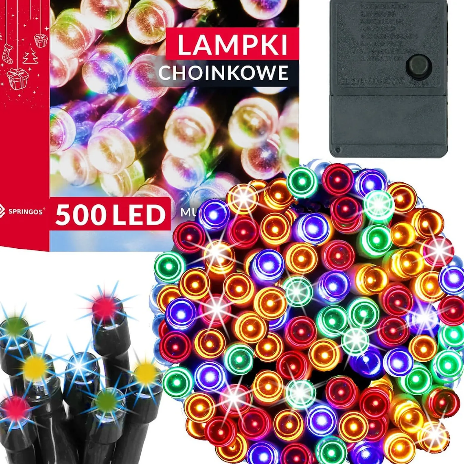 Lampki świąteczne 500 Led multikolor 34,5 m oświetlenie