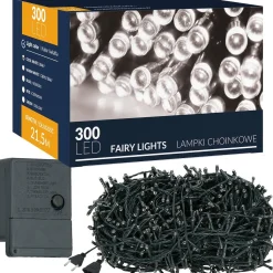 Lampki świąteczne 300 led zimny biały 22,5 m oświetlenie