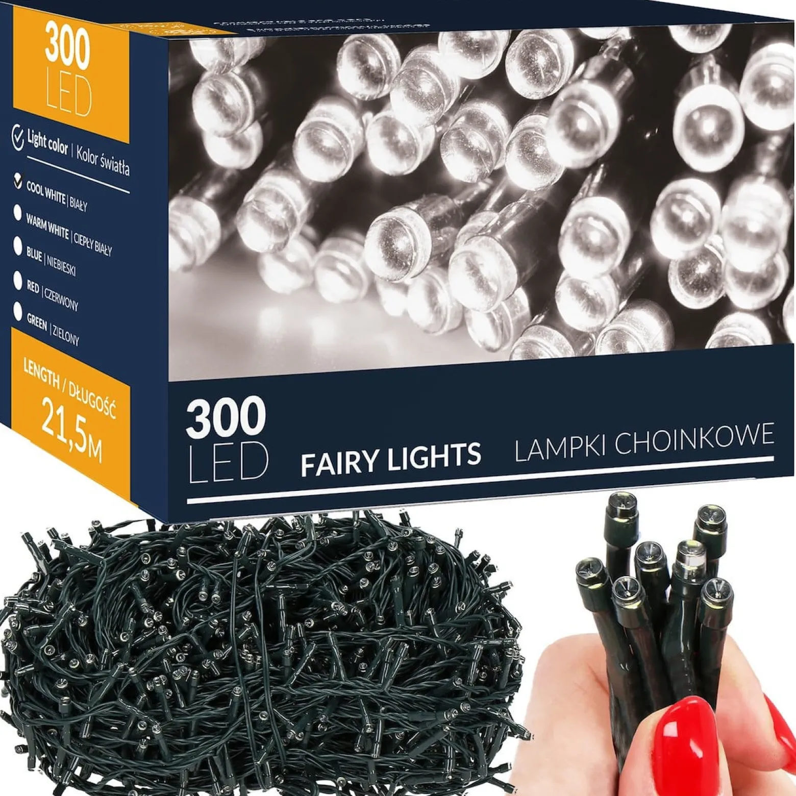 Lampki świąteczne 300 led zimny biały 22,5 m oświetlenie