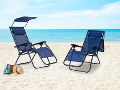 Leżak ogrodowy plażowy MultiGarden - niebieski