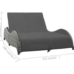 Leżak Antracyt 200 x 132 x 45 cm Technorattan vidaXL