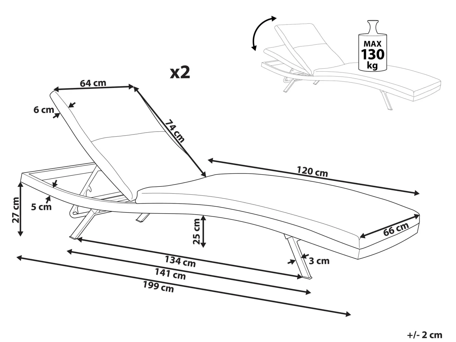 Leżaki ogrodowe aluminium jasnoszare