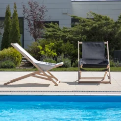 Leżak ogrodowy drewniany Komfort czarny PATIO