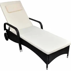 Leżak Ogrodowy z Poduszką Polirattan Leżanka Na Taras Balkon Ogród