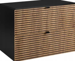 LOFT Szafka łazienkowa 80 czarna/craft z blatem czarnym