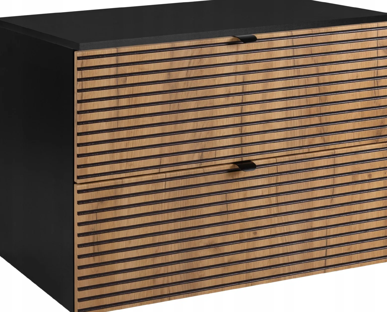 LOFT Szafka łazienkowa 80 czarna/craft z blatem czarnym