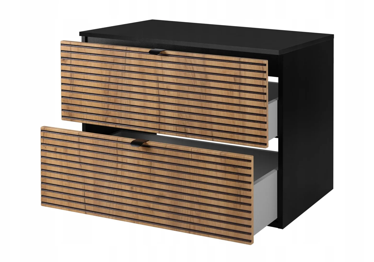 LOFT Szafka łazienkowa 80 czarna/craft z blatem czarnym